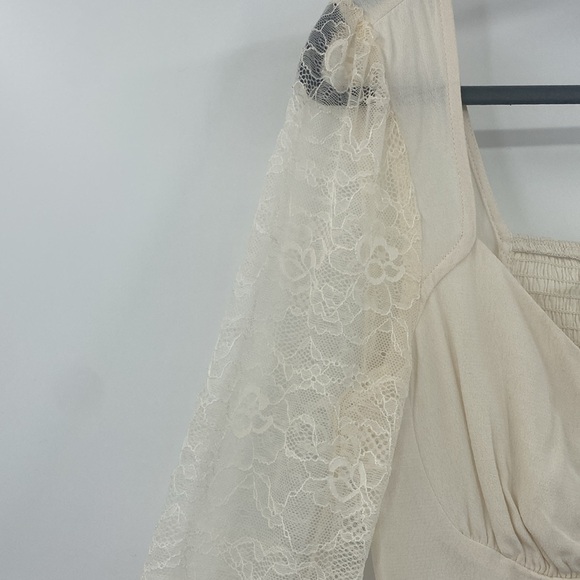 Wild Fable Off White Cropped Long Sleeve Lace Top Size Medium - Picture 4 of 9